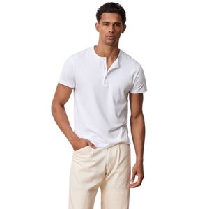 Todd Snyder Portuguese Cotton White Henley Polo Shirt Men's L